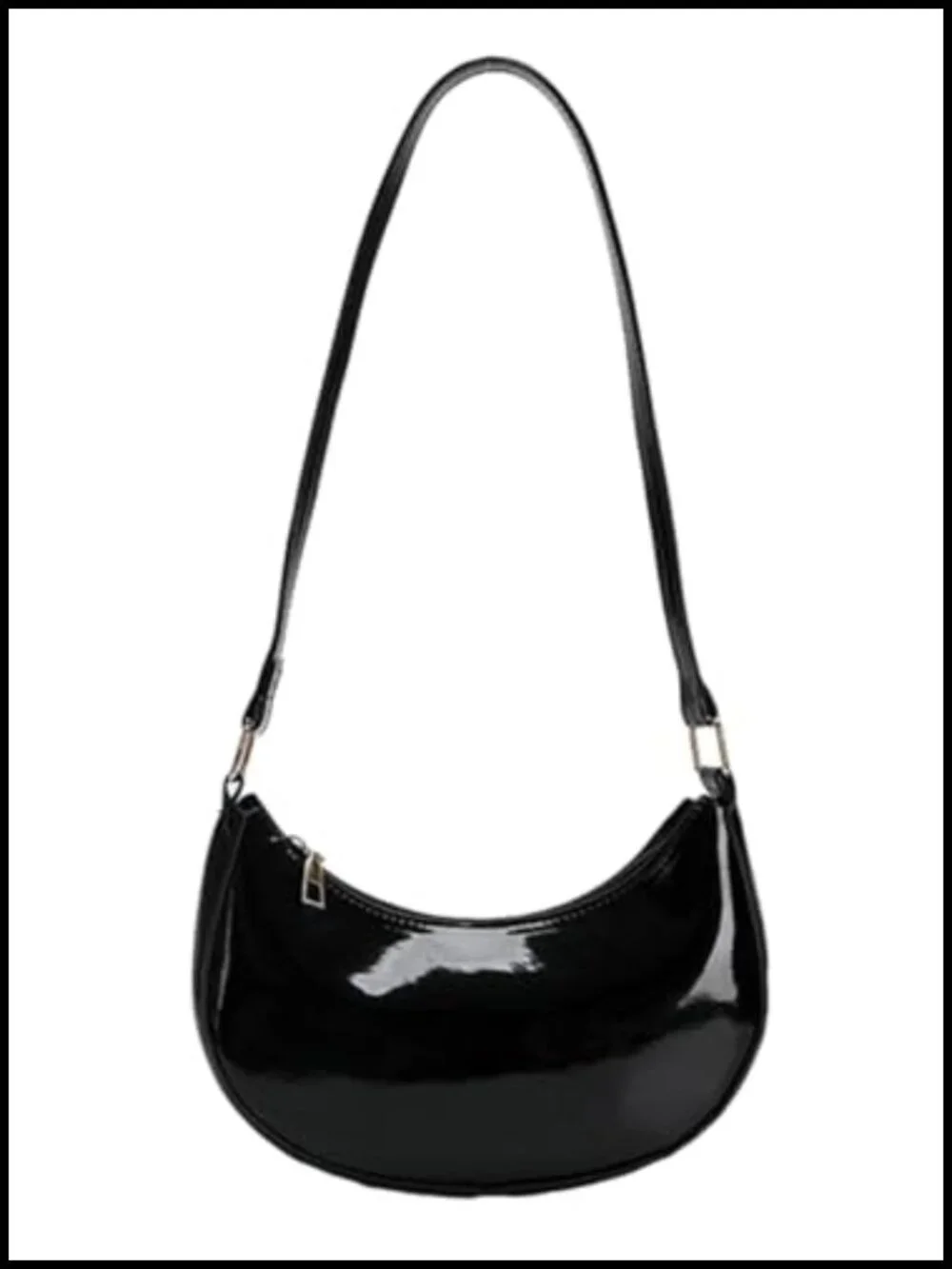 Patent Vegan Leather Clutch Hobo Shoulder Bag Mini Underarm
